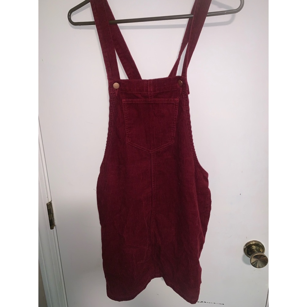Red overall dress